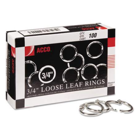ACCO Metal Book Rings, 3/4" Diameter, 100 Rings/Box (72201)