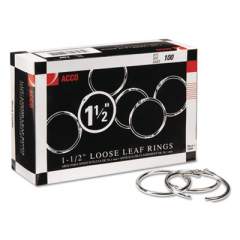 ACCO Metal Book Rings, 1 1/2" Diameter, 100 Rings/box (A7072204)