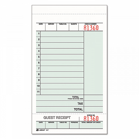 Multi-Part Guest Check Unit Sets, Two-Part Carbonless, 4.25 x 6.75, 250 Forms Total (947SWC)