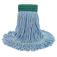 Super Loop Wet Mop Head, Cotton/Synthetic Fiber, 5" Headband, Medium Size, Blue, 12/Carton (502BLCT)