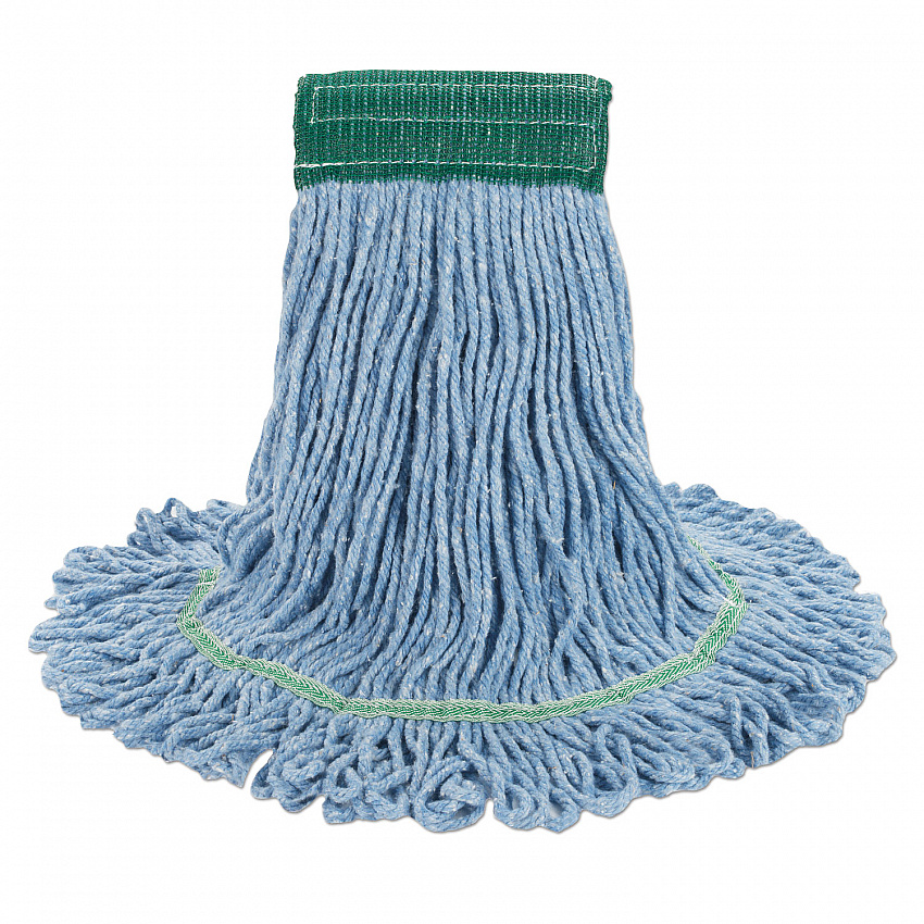 Super Loop Wet Mop Head, Cotton/Synthetic Fiber, 5" Headband, Medium Size, Blue, 12/Carton (502BLCT)