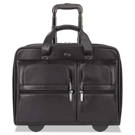 Solo Classic Leather Rolling Case, 15.6", 16 7/10" x 7" x 13", Black (D9574)