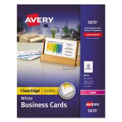 Avery Clean Edge Business Card Value Pack, Laser, 2 x 3.5, White, 2,000 Cards, 10 Cards/Sheet, 200 Sheets/Box (5870)