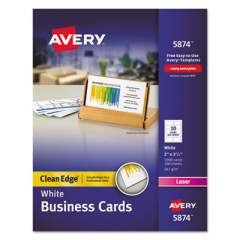 Avery Clean Edge Business Cards, Laser, 2 x 3.5, White, 1,000 Cards, 10 Cards/Sheet, 100 Sheets/Box (5874)
