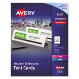 Avery Medium Embossed Tent Cards, White, 2.5 x 8.5, 2 Cards/Sheet, 50 Sheets/Box (5305)
