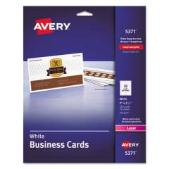 Avery Printable Microperforated Business Cards w/Sure Feed Technology, Laser, 2 x 3.5, White, 250 Cards, 10/Sheet, 25 Sheets/Pack (5371)