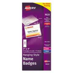 Avery Necklace-Style Badge Holder w/Laser/Inkjet Insert, Top Load, 4 x 3, WE, 50/Box (74520)