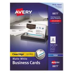Avery True Print Clean Edge Business Cards, Inkjet, 2 x 3.5, White, 400 Cards, 10 Cards/Sheet, 40 Sheets/Box (8877)