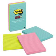 Post-it Notes Super Sticky Pads in Miami Colors, 4 x 6, 90/Pad, 3 Pads/Pack (6603SSMIA)