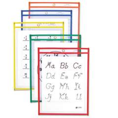 C-Line Reusable Dry Erase Pockets, 9 x 12, Assorted Primary Colors, 10/Pack (40610)
