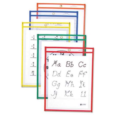 C-Line Reusable Dry Erase Pockets, 9 x 12, Assorted Primary Colors, 25/Box (40620)