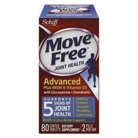 Move Free Advanced Plus MSM and Vitamin D3 Joint Health Tablet, 80 Count (97007)