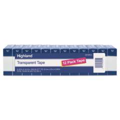 Highland Transparent Tape, 1" Core, 0.75" x 83.33 ft, Clear, 12/Pack (5910K12)