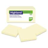 Highland Recycled Self Stick Notes, 3 x 3, Yellow, 100 Sheets/Pad, 12 Pads/Pack (6549RP)