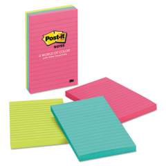Post-it Notes Original Pads in Cape Town Colors, Lined, 4 x 6, 100-Sheet, 3/Pack (6603AN)