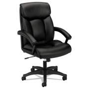 HON HVL151 Executive High-Back Leather Chair, Supports Up to 250 lb, 17.75" to 21.5" Seat Height, Black (VL151SB11)