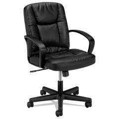HON HVL171 Executive Mid-Back Leather Chair, Supports Up to 250 lb, 16.75" to 20.5" Seat Height, Black (VL171SB11)