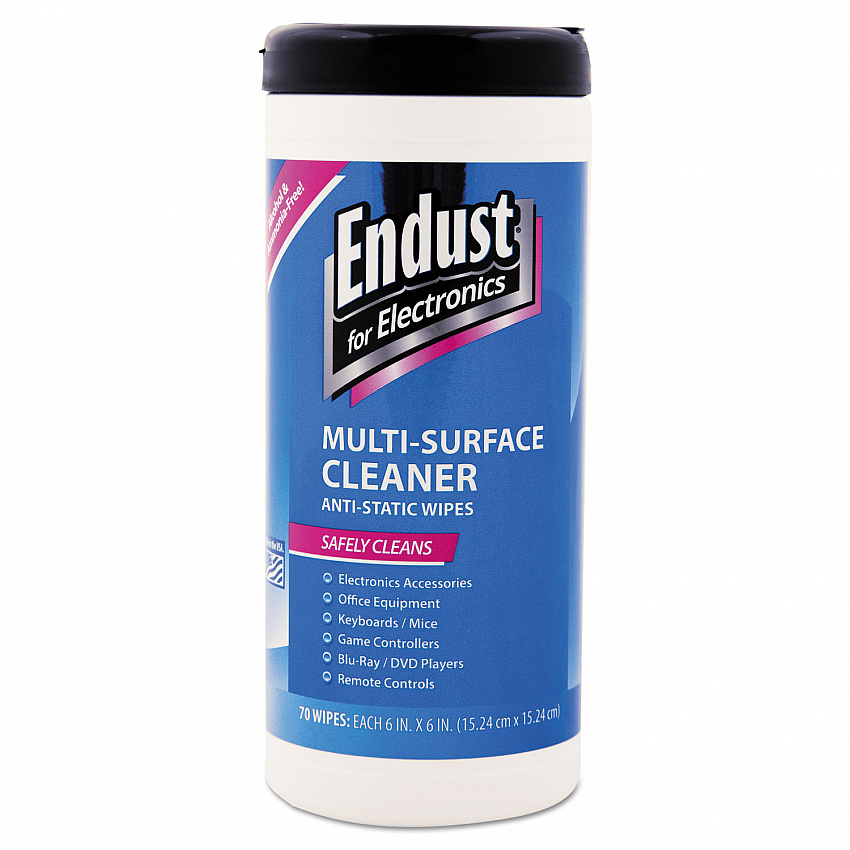 Antistatic Premoistened Wipes for Electronics, Cloth, 6 x 6, Unscented, 70/Tub (259000)