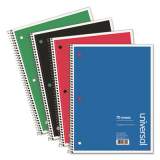 Universal Wirebound Notebook, 1 Subject, Wide/Legal Rule, Assorted Covers, 10.5 x 8, 70 Sheets, 4/Pack (66624)