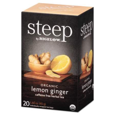 Bigelow steep Tea, Lemon Ginger, 1.6 oz Tea Bag, 20/Box (17704)