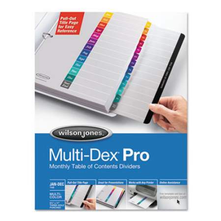 Wilson Jones Multi-Dex Pro Quick Reference Index System, 12-Tab, Jan. to Dec., 11 x 8.5, White, 1 Set (54732)