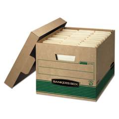 Bankers Box STOR/FILE Medium-Duty 100% Recycled Storage Boxes, Letter/Legal Files, 12.5" x 16.25" x 10.25", Kraft/Green, 12/Carton (12770)