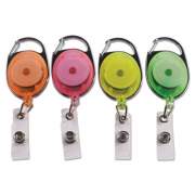 Advantus Carabiner-Style Retractable ID Card Reel, 30" Extension, Assorted Neon, 20/Pack (91119)