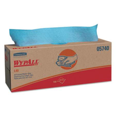 WypAll L40 Towels, POP-UP Box, Blue, 16 2/5 x 9 4/5, 100/Box, 9 Boxes/Carton (05740)