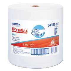 WypAll X60 Cloths, Jumbo Roll, White, 12 1/2 x 13 2/5, 1100 Towels/Roll (34955)