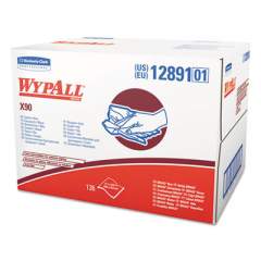 WypAll X90 Cloths, Brag Box, 11 1/10 x 16 4/5, Denim Blue, 136/Box, 1 Box/Carton (12891)