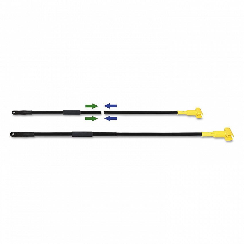 Two-Piece Metal Handle with Plastic Jaw Head, 1.5" dia x 59", Black/Yellow (FF610)