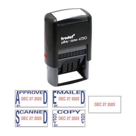 Trodat Economy 5-in-1 Date Stamp, Self-Inking, 1" x 1.63", Blue/Red (E4756)