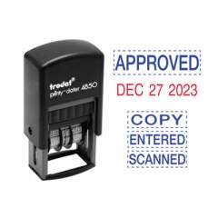 Trodat Economy Micro 5-in-1 Date Stamp, Self-Inking, 0.75" x 1", Blue/Red (E4853L)