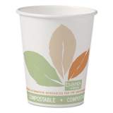Dart Bare by Solo Eco-Forward PLA Paper Hot Cups, 10 oz, Leaf Design, White/Green/Orange, 50/Pack (370PLAJ7234P)