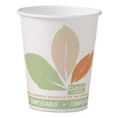 Dart Bare by Solo Eco-Forward PLA Paper Hot Cups, 10 oz, Leaf Design, White/Green/Orange, 50/Pack (370PLAJ7234P)