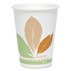 Dart Bare by Solo Eco-Forward PLA Paper Hot Cups, 12 oz, Leaf Design, White/Green/Orange, 50/Pack (412PLNJ7234P)