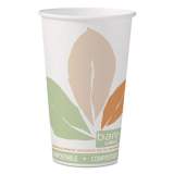 Dart Bare by Solo Eco-Forward PLA Paper Hot Cups, 16 oz, Leaf Design, White/Green/Orange, 50/Pack (316PLABBPK)