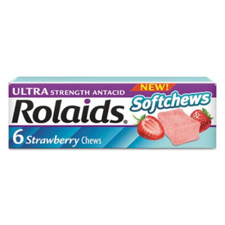 Rolaids Ultra Strength Antacid Softchews, Strawberry, 6/Pack, 12 Packs/Box (R10309)