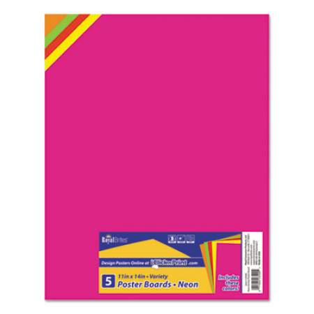 Royal Brites Premium Coated Poster Board, 11 x 14, Assorted Neon Colors, 5/Pack (23500)