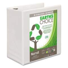 Samsill Earth's Choice Biobased D-Ring View Binder, 3 Rings, 5" Capacity, 11 x 8.5, White (16907)