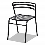 CoGo Steel Outdoor/Indoor Stacking Chair, Supports Up to 250 lb, 17" Seat Height, Black Seat, Black Back, Black Base,2/Carton (4360BL)