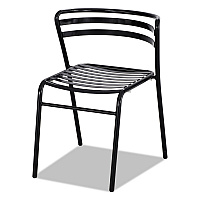 CoGo Steel Outdoor/Indoor Stacking Chair, Supports Up to 250 lb, 17" Seat Height, Black Seat, Black Back, Black Base,2/Carton (4360BL)
