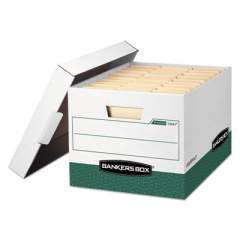 Bankers Box R-KIVE Heavy-Duty Storage Boxes, Letter/Legal Files, 12.75" x 16.5" x 10.38", White/Green, 12/Carton (07241)
