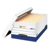 Bankers Box PRESTO Heavy-Duty Storage Boxes, Legal Files, 16" x 10.38", White/Blue, 12/Carton (0063201)