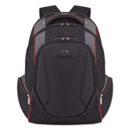 Solo Launch Laptop Backpack, 17.3", 12 1/2 x 8 x 19 1/2, Black/Gray/Red (ACV7114)