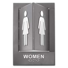 Advantus Pop-Out ADA Sign, Women, Tactile Symbol/Braille, Plastic, 6 x 9, Gray/White (91097)
