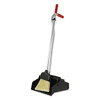 Ergo Dustpan With Broom, 12 x 33, Metal/Vinyl, Red/Silver (EDPBR)