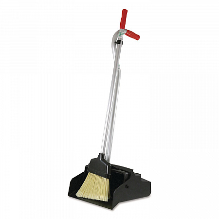 Ergo Dustpan With Broom, 12 x 33, Metal/Vinyl, Red/Silver (EDPBR)