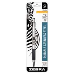 Zebra G-301 Gel Pen, Retractable, Medium 0.7 mm, Black Ink, Stainless Steel/Black Barrel (41311)