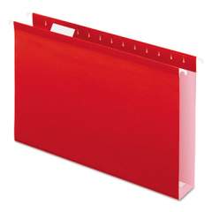 Pendaflex EXTRA CAPACITY REINFORCED HANGING FILE FOLDERS WITH BOX BOTTOM, LEGAL SIZE, 1/5-CUT TAB, RED, 25/BOX (4153X2 RED)